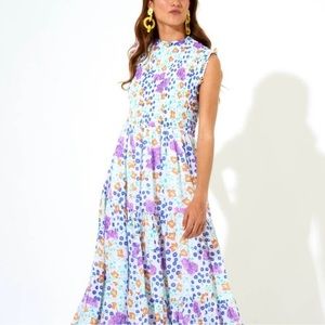 Oliphant sleeveless smocked maxi dress